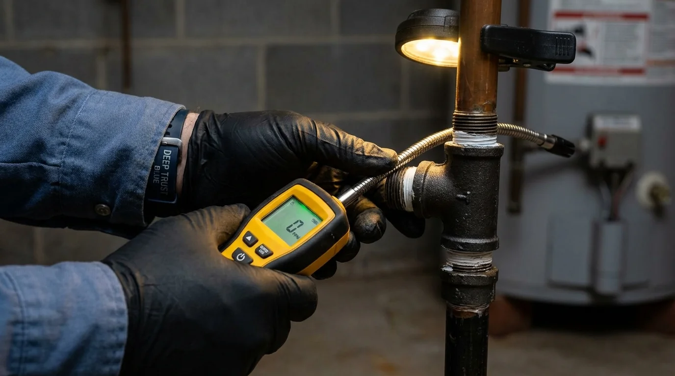 Gas leak detection with electronic sniffer by Johns Plumbing LLC in Rock Falls