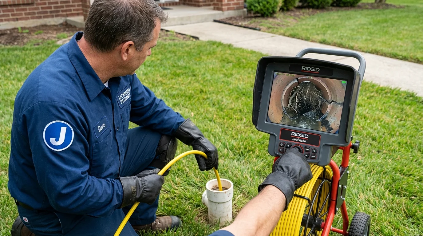 Sewer camera inspection being performed by Johns Plumbing LLC in Rock Falls